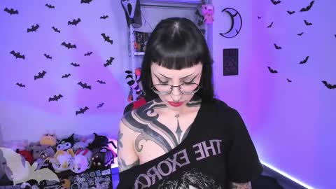 Snapshot of herinfernalmajesty chatting on 10.30.25 Marie online show from 10.30.25